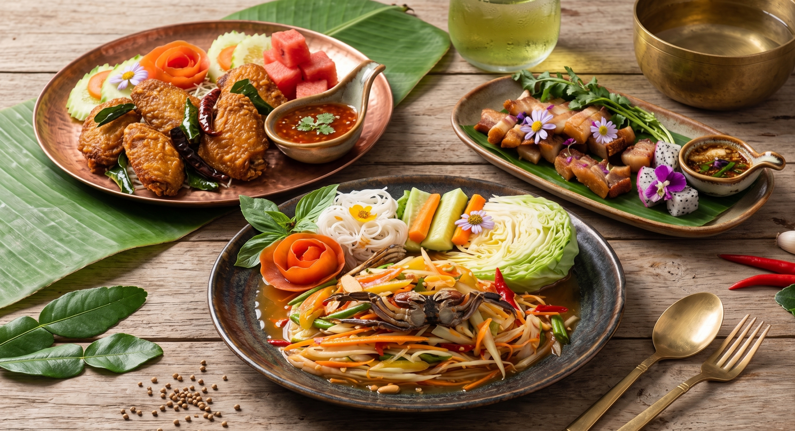 Set อีสานเล็ก ตำปูปลาร้า สามชั้น ปีกไก่ ชุด