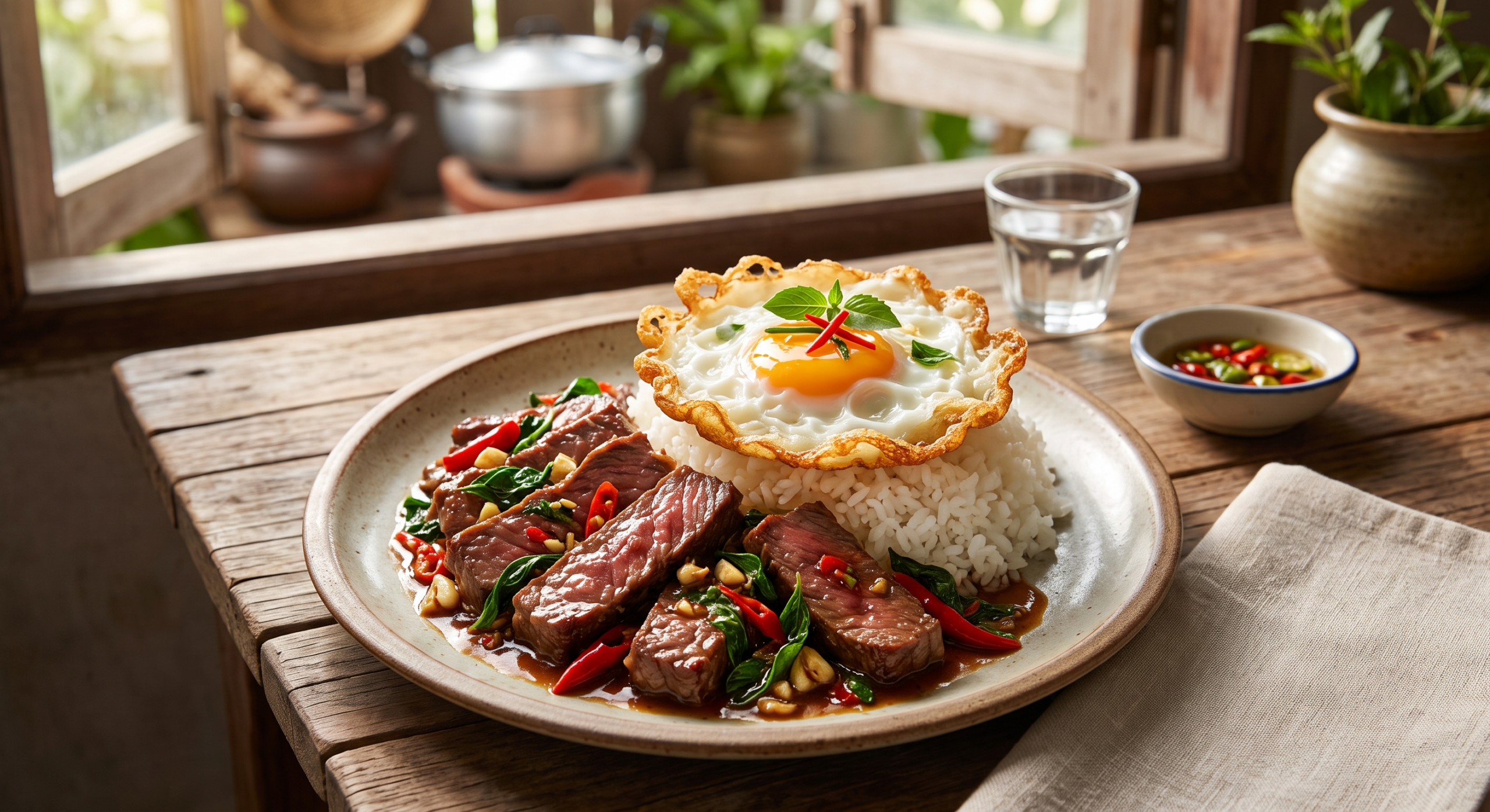 กะเพราริบอายไข่ดาว