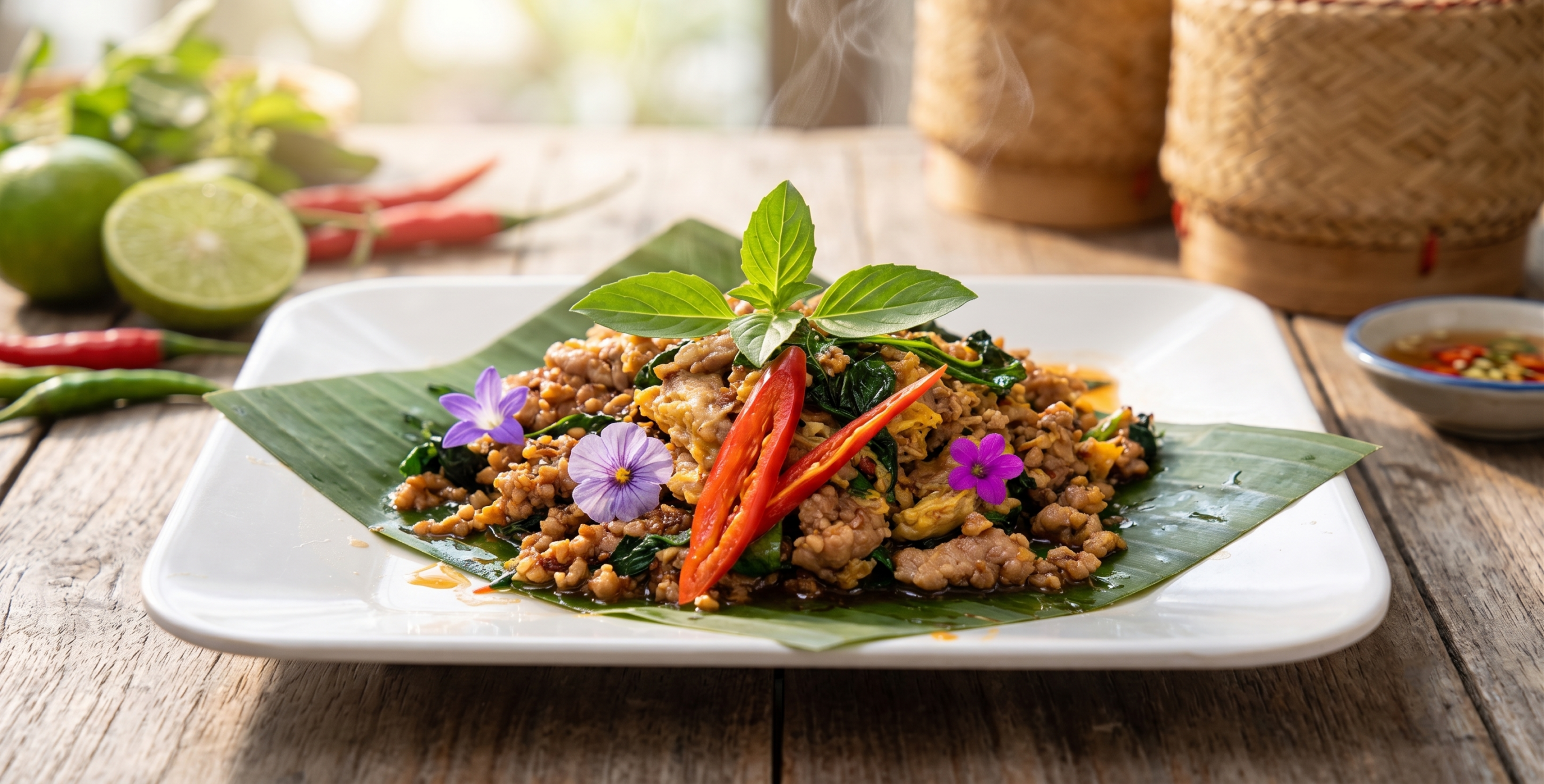 กะเพราหมู กับข้าวเล็ก
