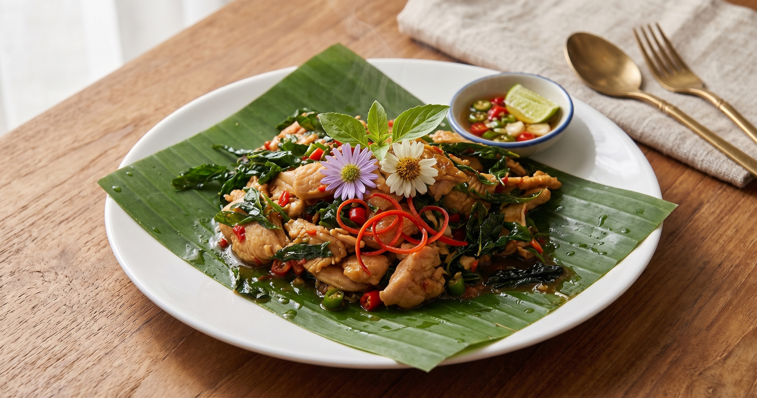 กะเพราไก่ กับข้าวเล็ก