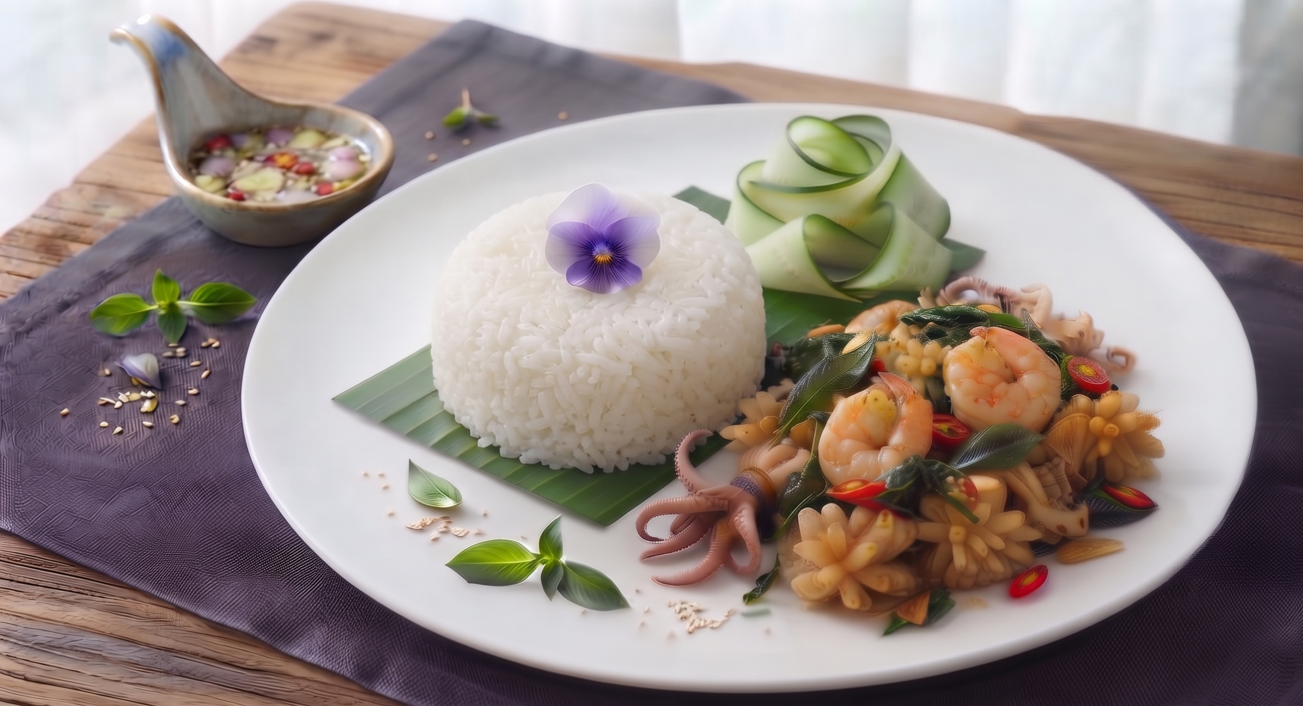 ข้าวกะเพราทะเล เจ
