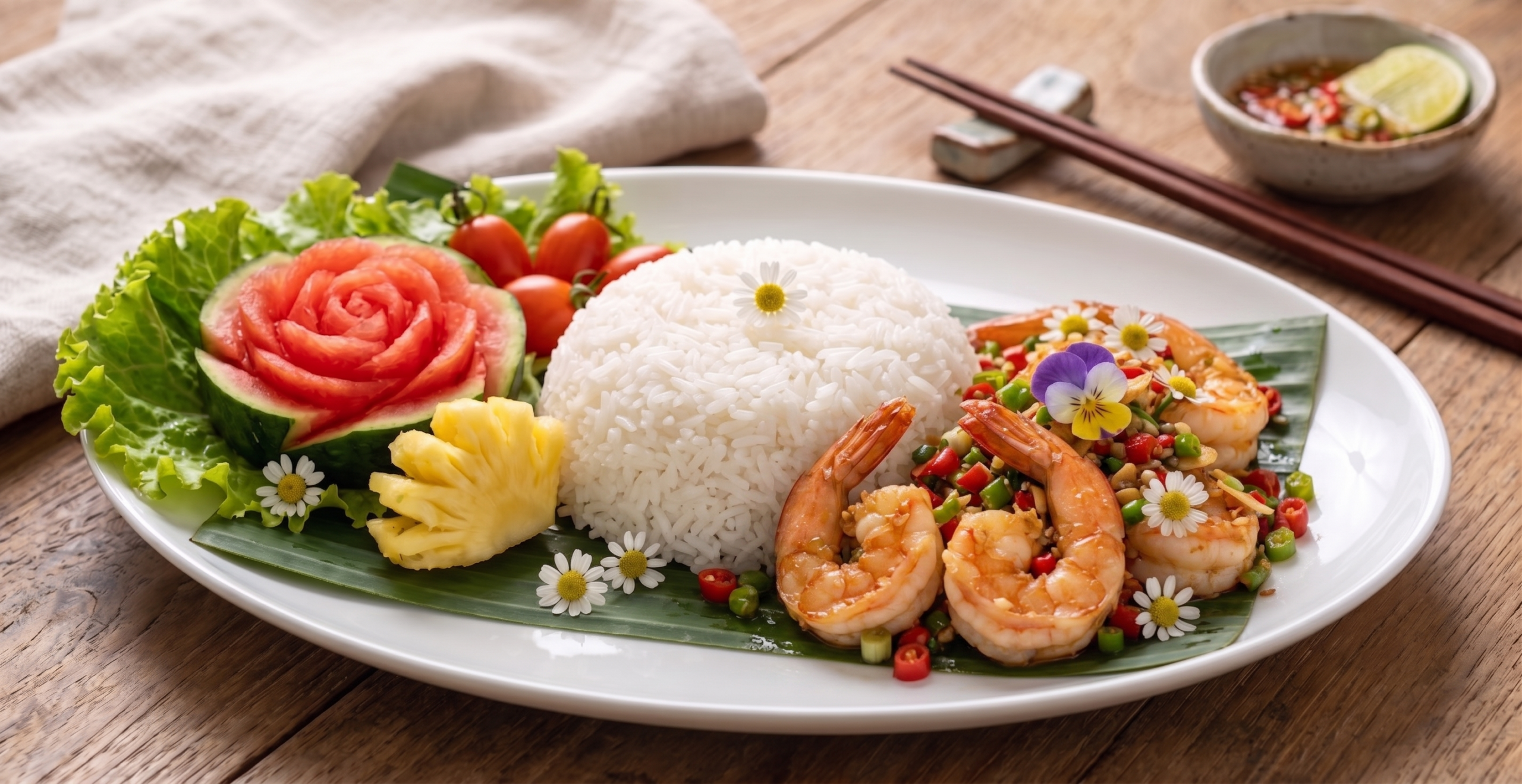 ข้าวกุ้งคั่วพริกเกลือ
