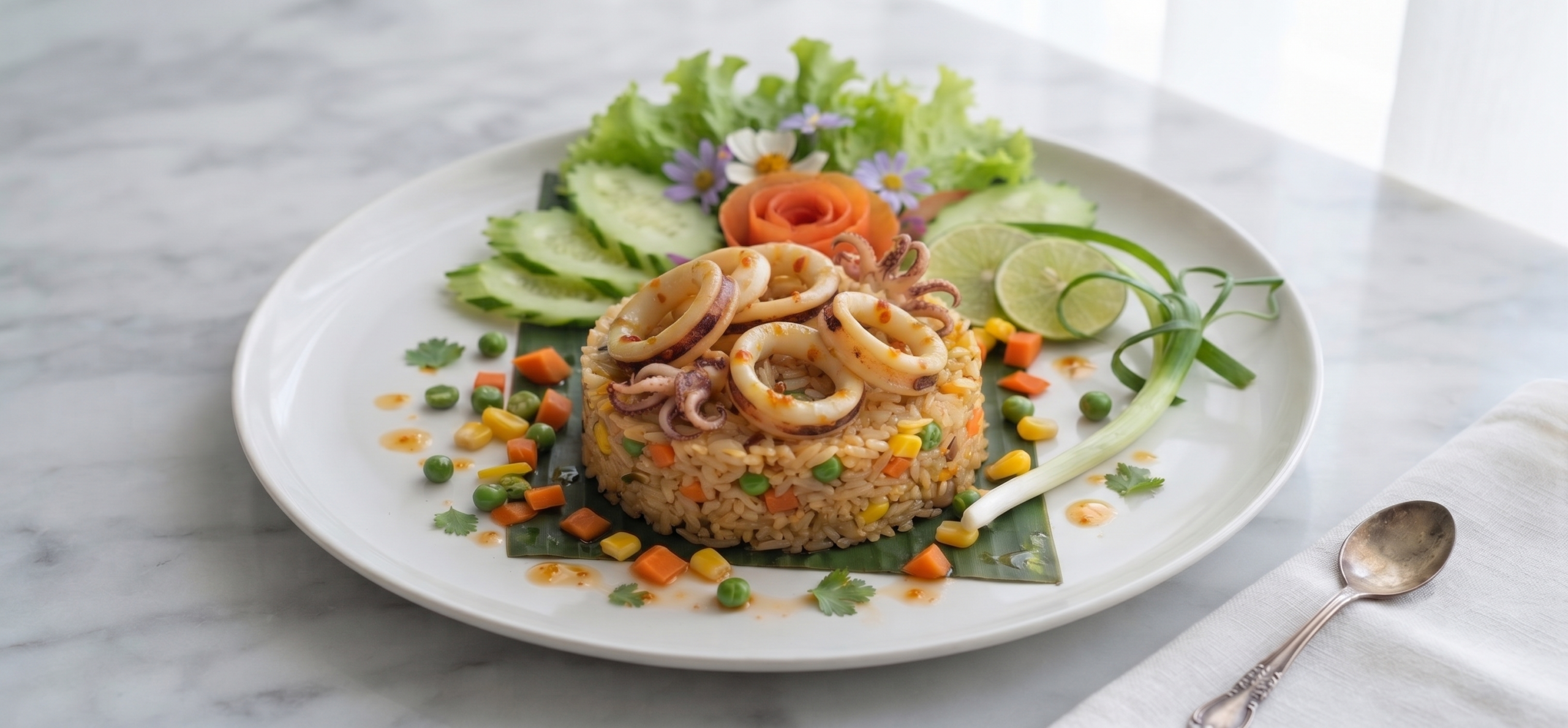 ข้าวผัดหมึก เจ