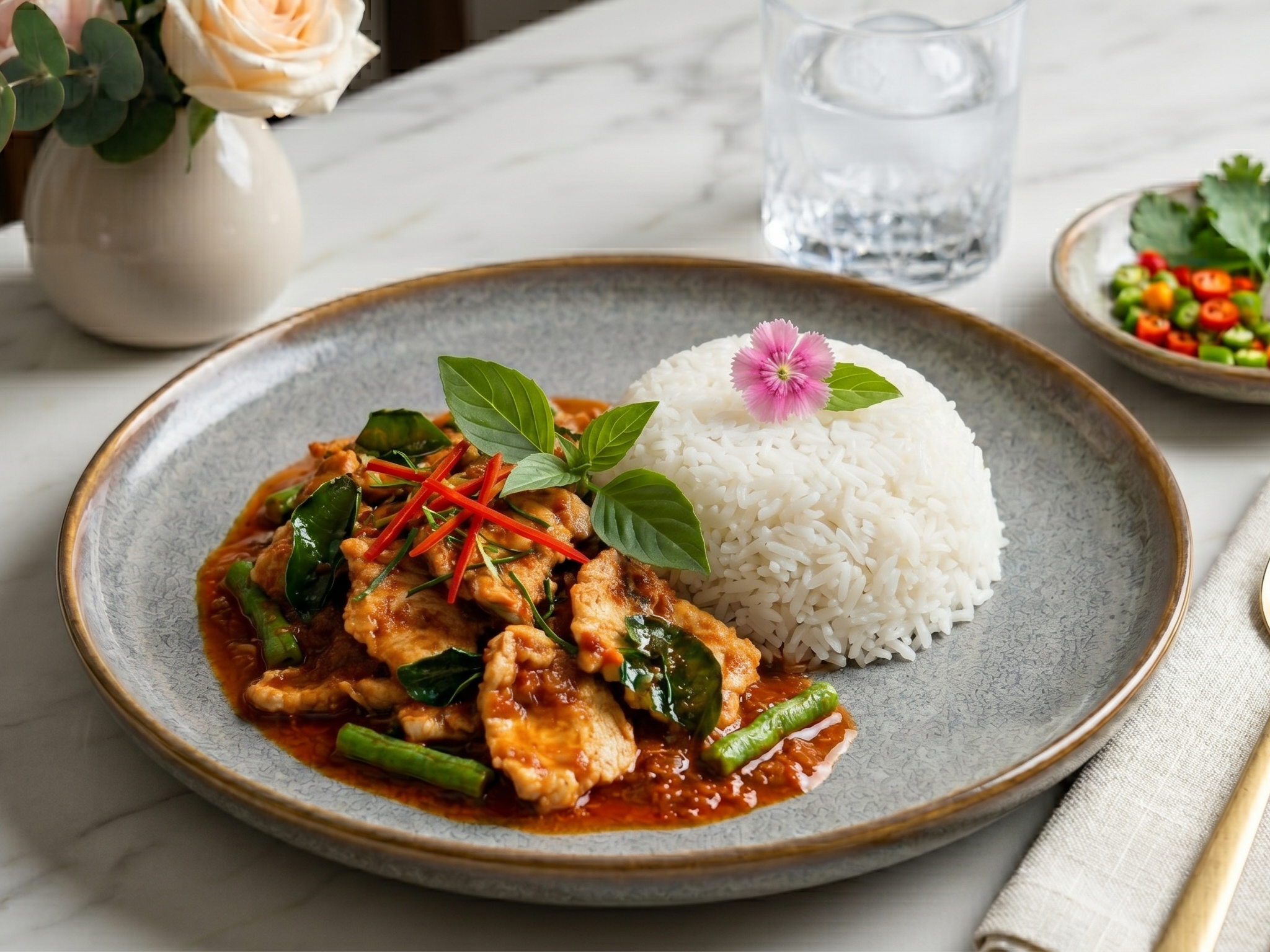 ข้าวราดผัดพริกแกงไก่