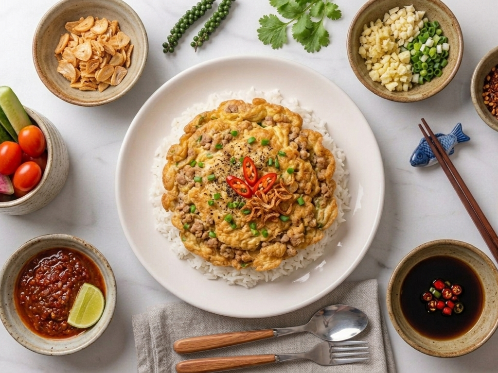 ข้าวราดไข่เจียวหมูสับ