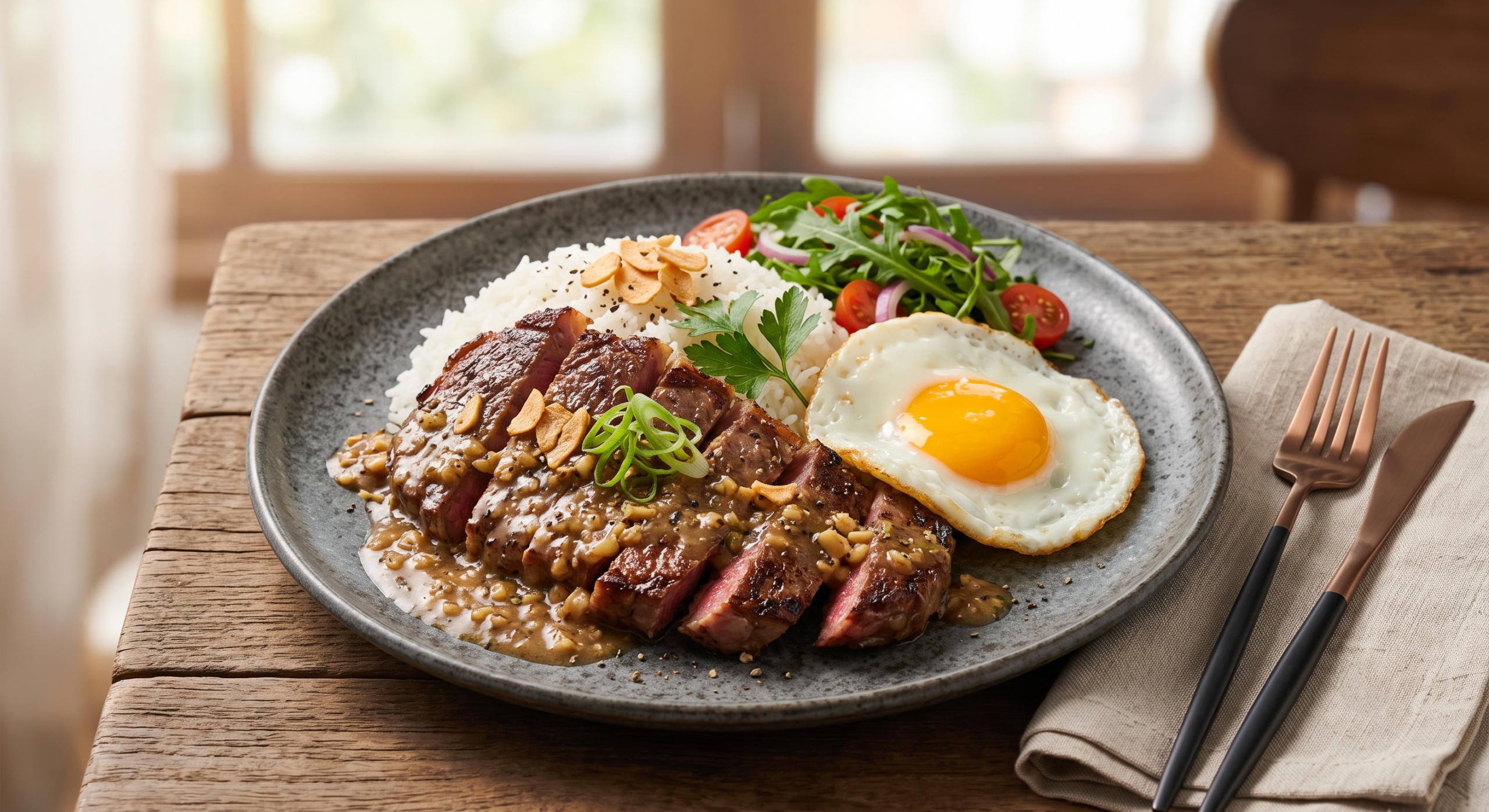 ข้าวริบอายย่างซอสกระเทียม