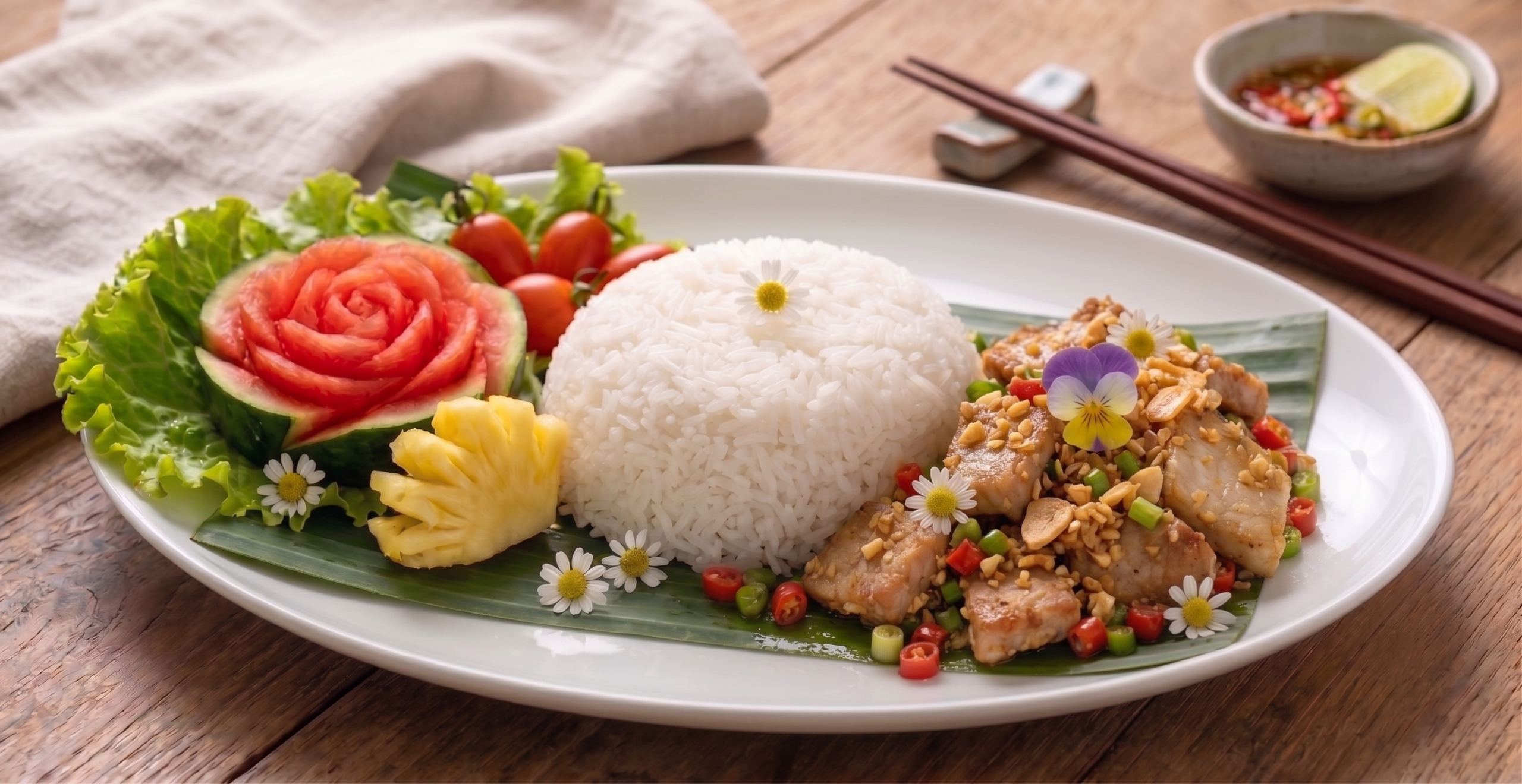ข้าวหมูคั่วพริกเกลือ