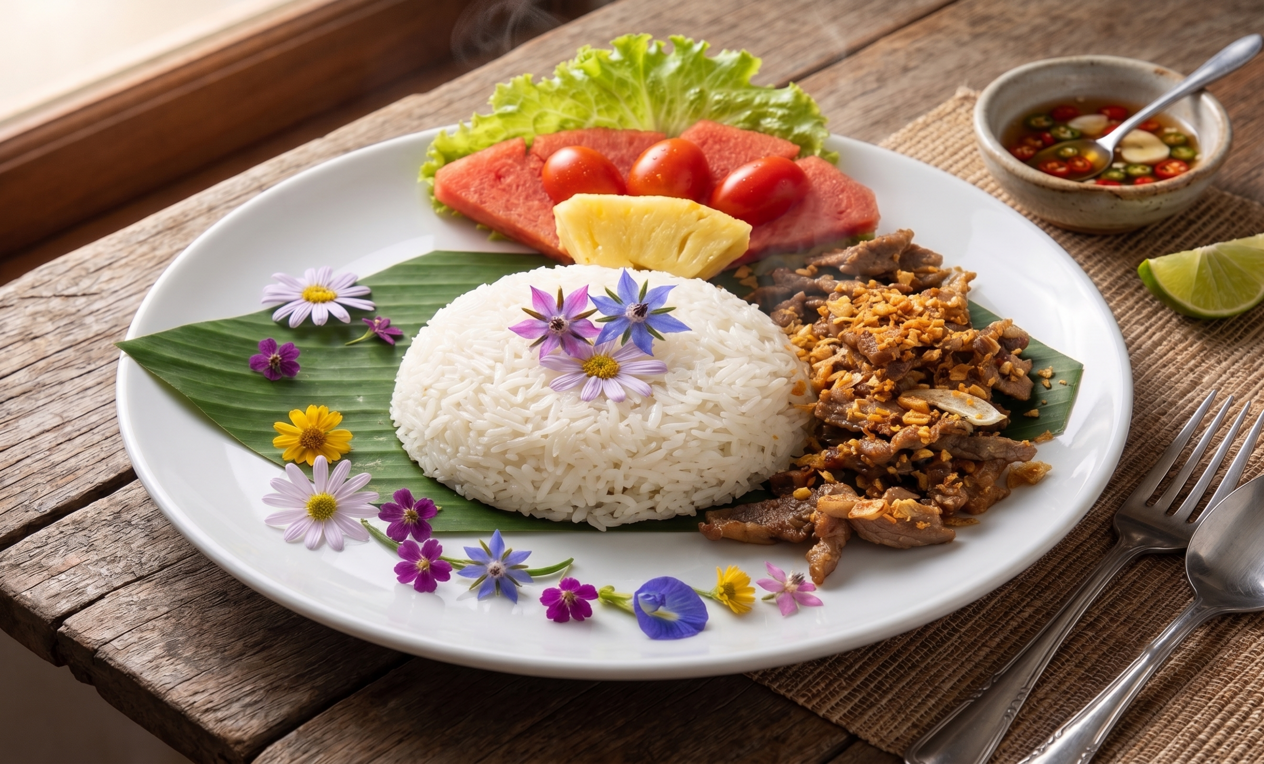 ข้าวหมูทอดกระเทียม