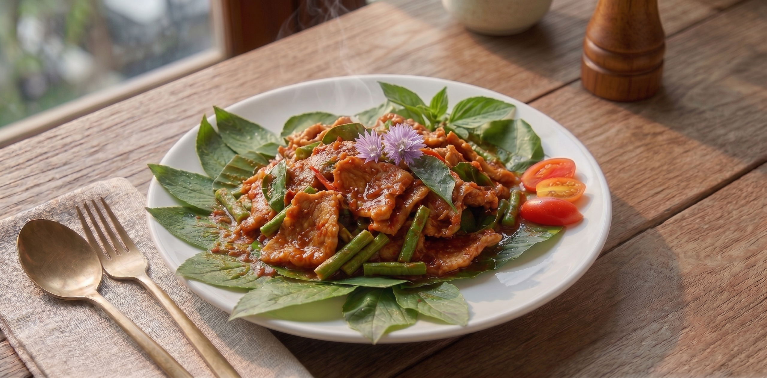 ผัดพริกแกงหมู กับข้าว