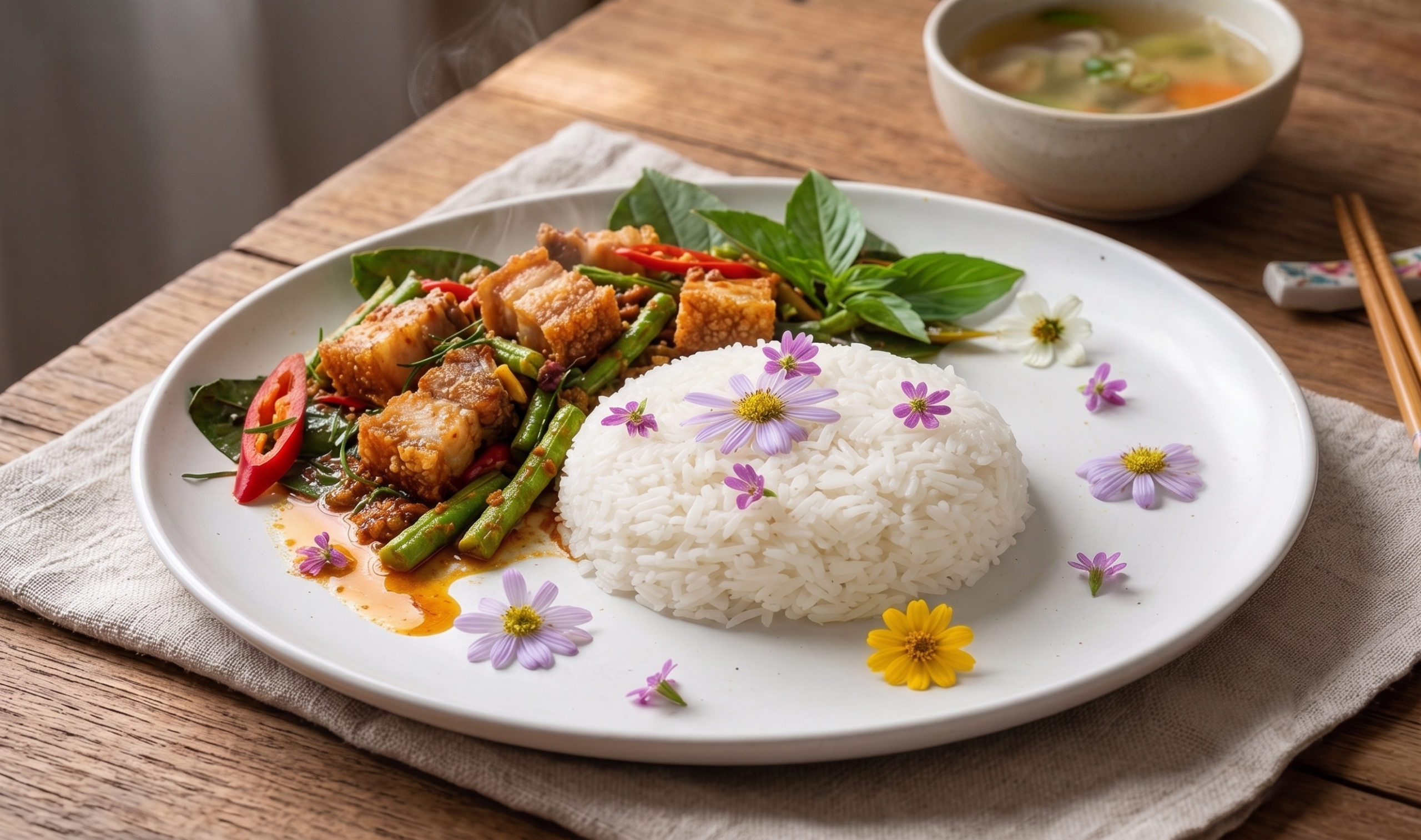 ผัดพริกแกงหมูกรอบ