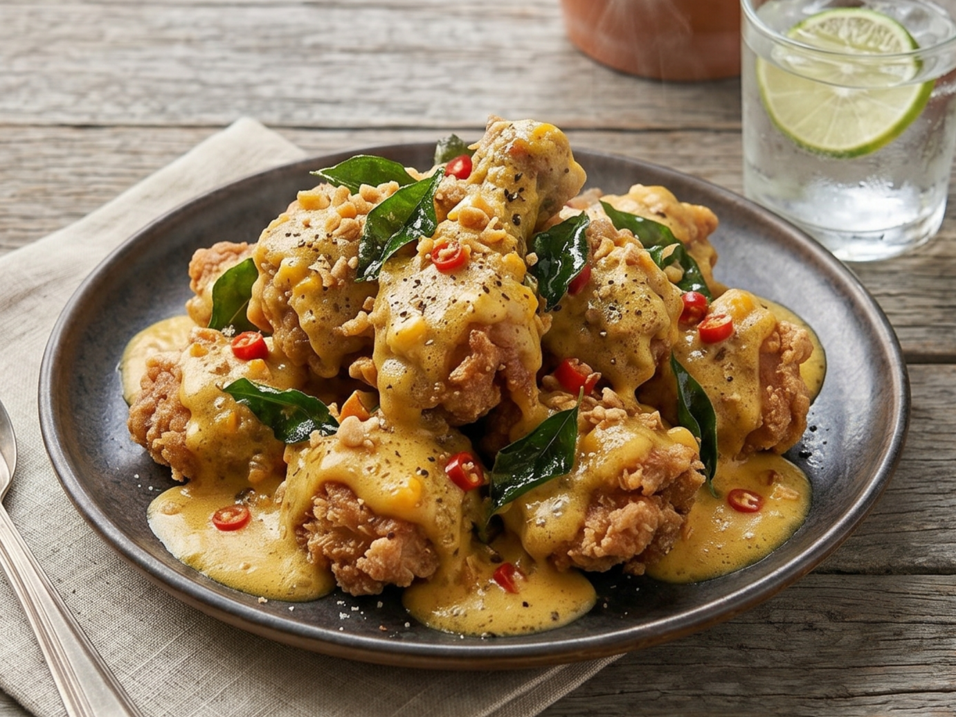 ไก่ผัดซอสไข่เค็ม